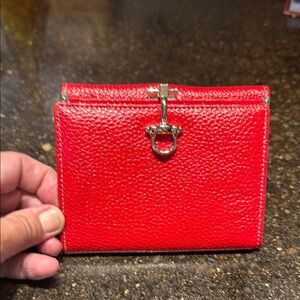 Red Leather Wallet with Magnetic Gold Clasp -new without tags. From Italy